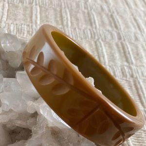 Vintage Butterscotch Bakelite Carved  Bangle Bracelet…..2411